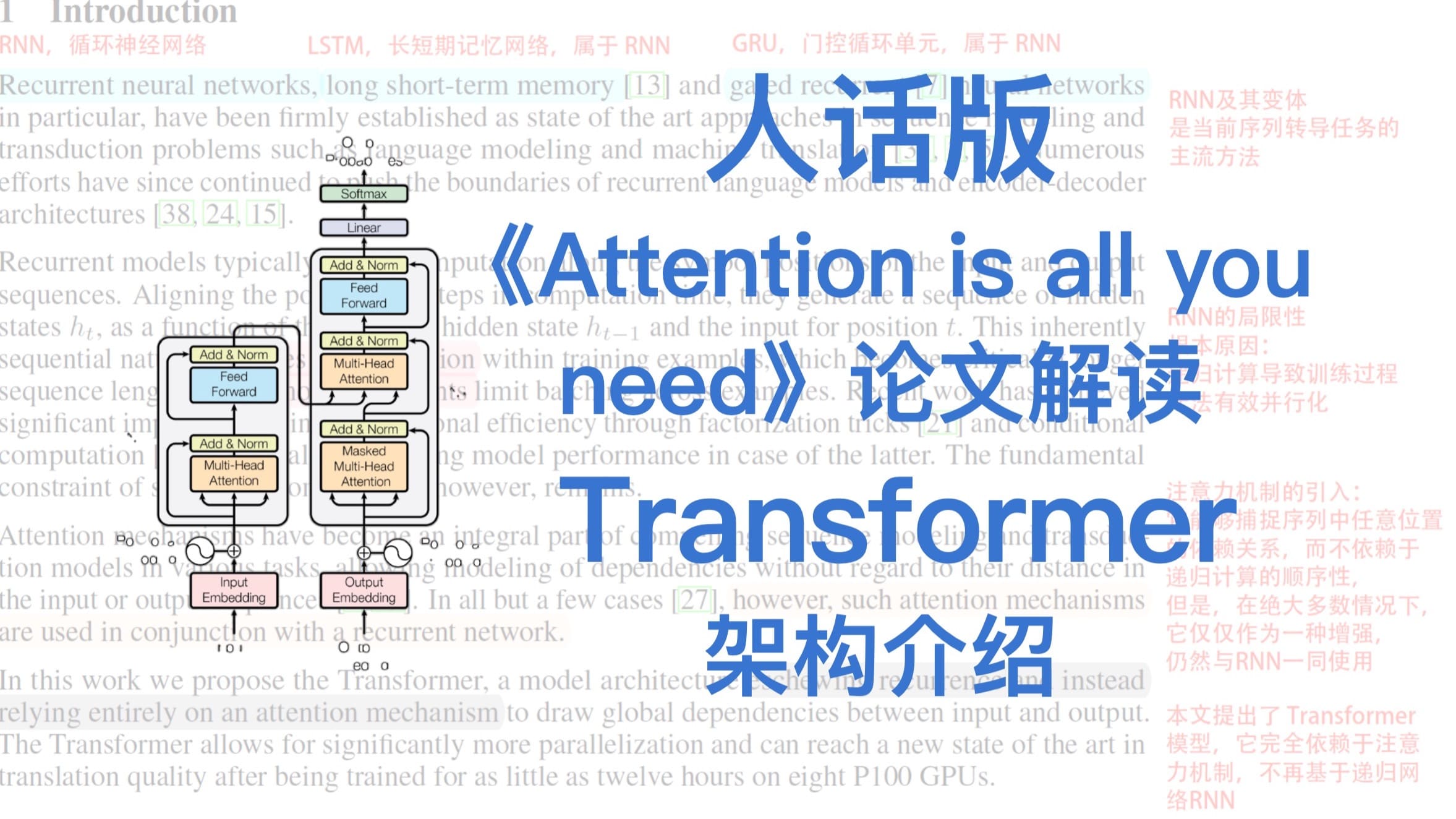Transformer 论文解读的真实 Bilibili 课程封面